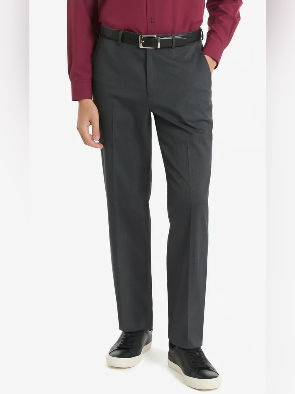 Chaps Charcoal Dress Pants 38x32 Regular Fit Stretch Flat Front NWT